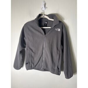 Boy's The North Face Gray Long Sleeve Zip Up Fleece Jacket Sz M